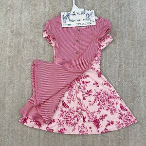 NWT btween Girls Ribbed Floral Striped 2 Item Dress Set 6